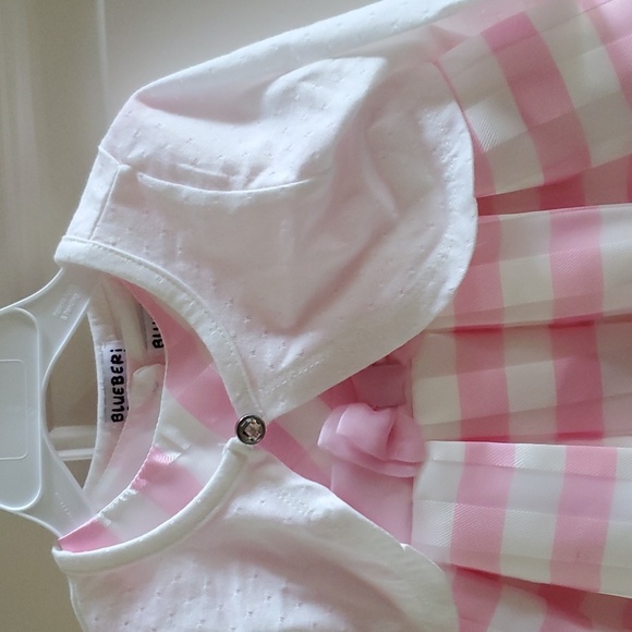 Baby Toddler Girls Pink Striped Party Dress Shrug Size 12 18 24 months 2T 3T NWT - Picture 2 of 6